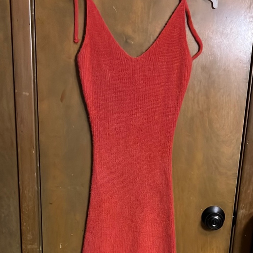 LA MIEL Red Bodycon Midi Dress Spaghetti Strap